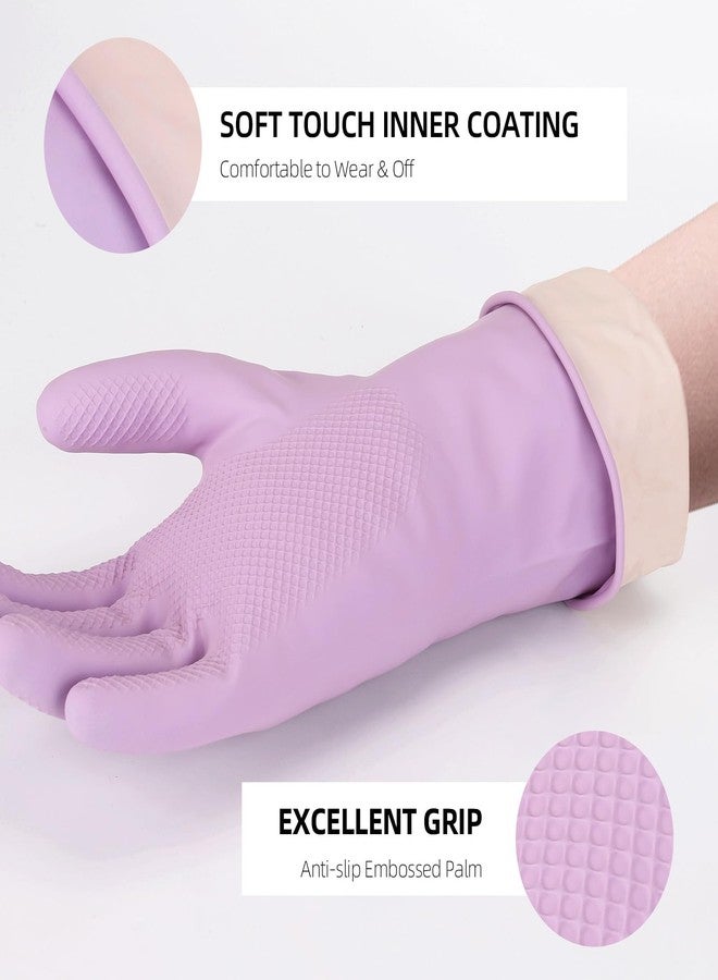 LoveBB 6 Pairs Rubber Cleaning Gloves, Reusable Dishwashing Gloves Non-Slip Kitchen Gloves for Washing Dishes & Household Cleaning- Pink Blue Purple (Medium) - Image 3