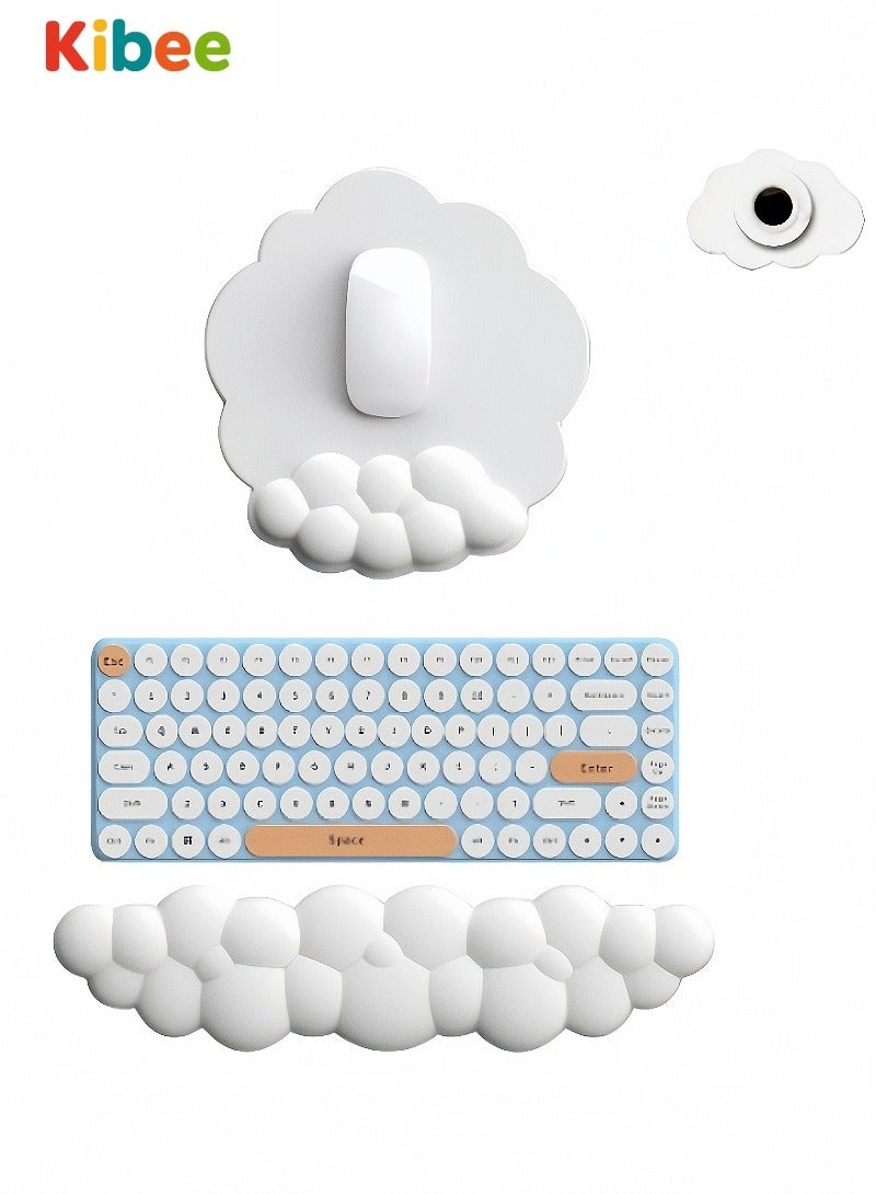 Kibee Ergonomic 3-in-1 Cloud Wrist Rest Set for Keyboard & Mouse, Soft Memory Foam, Non-Slip Base, Pain Relief Support for Students, Office & Gaming - Image 1