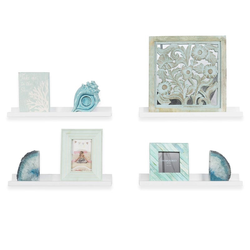 Wallniture Denver Wall Mounted Floating Shelves for Nursery Decor - Kid’s Room Bookshelf Display - Picture Ledge 17 Inch Set of 4 (White) - Image 5