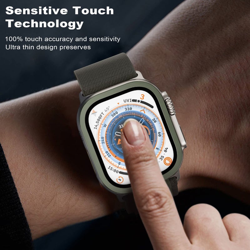 WSKEN for Apple Watch Ultra 3/Ultra 2/Ultra Screen Protector 49mm,9H Tempered Glass + Titanium Alloy Frame, [Keep Original] [Touch Sensitive] Lightweight Protective Glass Film for iwatch Ultra 3/2/1 - Image 3
