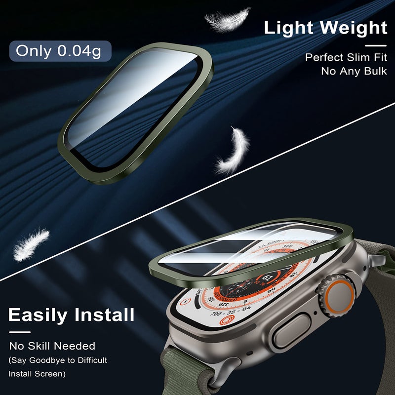 WSKEN for Apple Watch Ultra 3/Ultra 2/Ultra Screen Protector 49mm,9H Tempered Glass + Titanium Alloy Frame, [Keep Original] [Touch Sensitive] Lightweight Protective Glass Film for iwatch Ultra 3/2/1 - Image 5