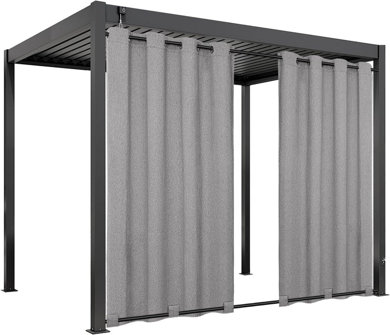 Easy-Going Linen Look Outdoor Curtains Waterproof Windproof Porch Curtains, Soft Thicken Outdoor Privacy Curtains for Patio, Gazebo, Grommet Top and Tab Bottom Drape, 1 Panel, 54x96 inch, Grey - Image 1