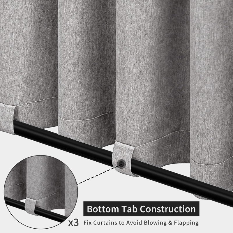 Easy-Going Linen Look Outdoor Curtains Waterproof Windproof Porch Curtains, Soft Thicken Outdoor Privacy Curtains for Patio, Gazebo, Grommet Top and Tab Bottom Drape, 1 Panel, 54x96 inch, Grey - Image 4
