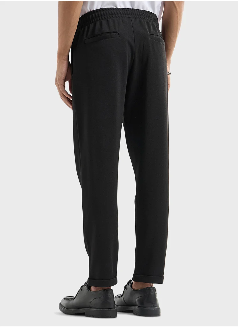 فاف Textured Regular Fit Pants with Flexi Waist and Po