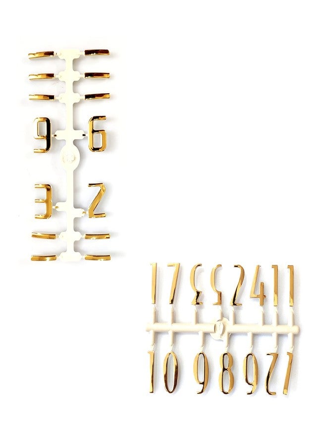 Epoxy Fusion 3D Gold Glossy Numeric Letters For Analog Clock | Acrylic Numbers For Resin Clock | DIY Numbers For Wall Clock | Set Of 2 Stylish Wall Clock Numbers (Style 2) - Image 1