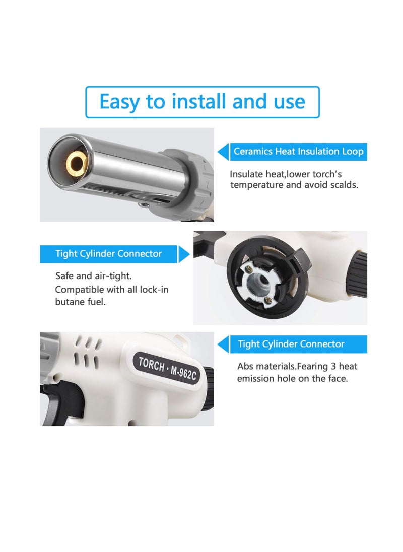 Generic - Kitchen Butane Blow Torch Lighter - Culinary Torch Chef Cooking Torches Professional Adjustable Flame with Reverse Use for Crème Brûlée, BBQ, Baking, Jewelry (Butane Not Included) - Image 1