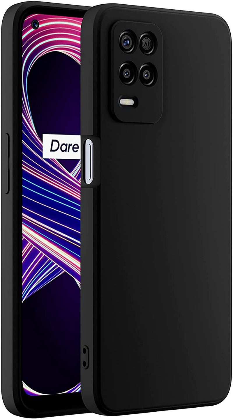 Kapa Matte Lens Protective Back Cover for Realme 8 (5G) & Realme 9 (5G), Slim Silicone with Soft Lining Shockproof Flexible Full Body Bumper Case, Black - Image 1