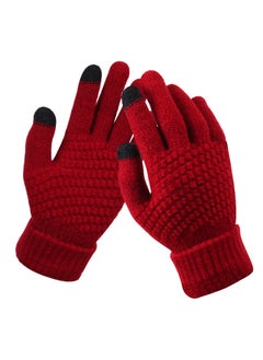 Generic Winter Touchscreen Knit Gloves for Women Purplish red 