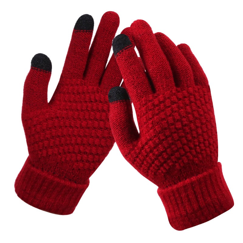 Winter Touchscreen Knit Gloves for Women Purplish red 