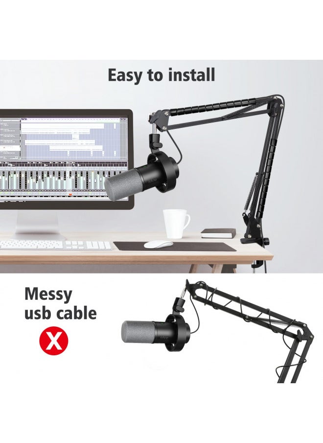 SUNMON Fifine K688 Boom Arm, Mic Stand Boom Arm Compatible with Fifine K688, Fifine Mic Boom Arm with 3/8" to 5/8" Screw Adapter Clip, Fifine K688 Microphone Stand with Cable Sleeve