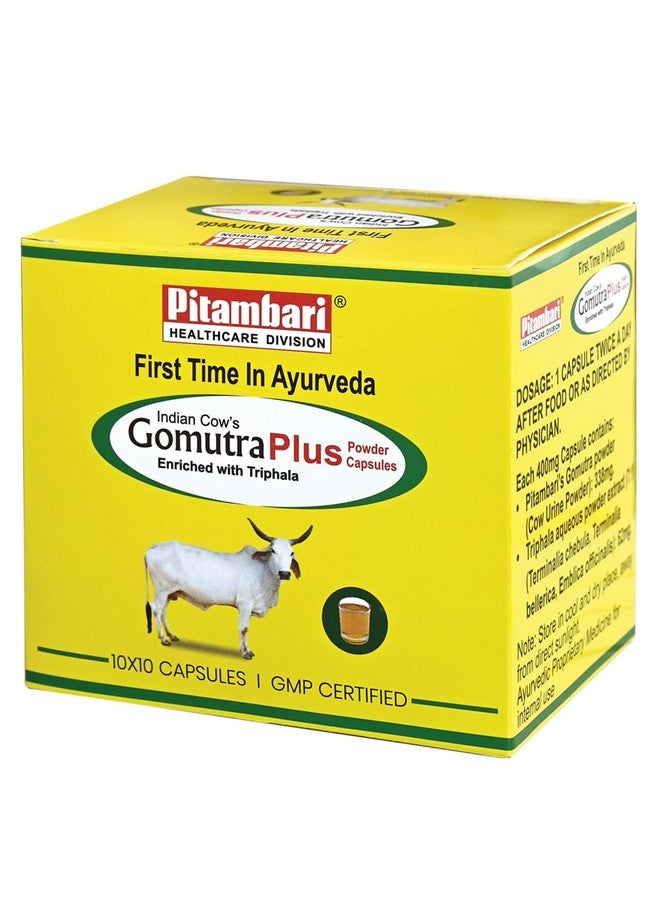 Pitambari Gomutra Plus -Blister pack of 100 tablets (10 x 10) - Gomutra powder blended with goodness of Triphala (Amla +Beheda +Harda) - Image 1