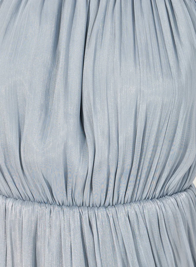 Styli Shimmer Ruffle Midi Dress