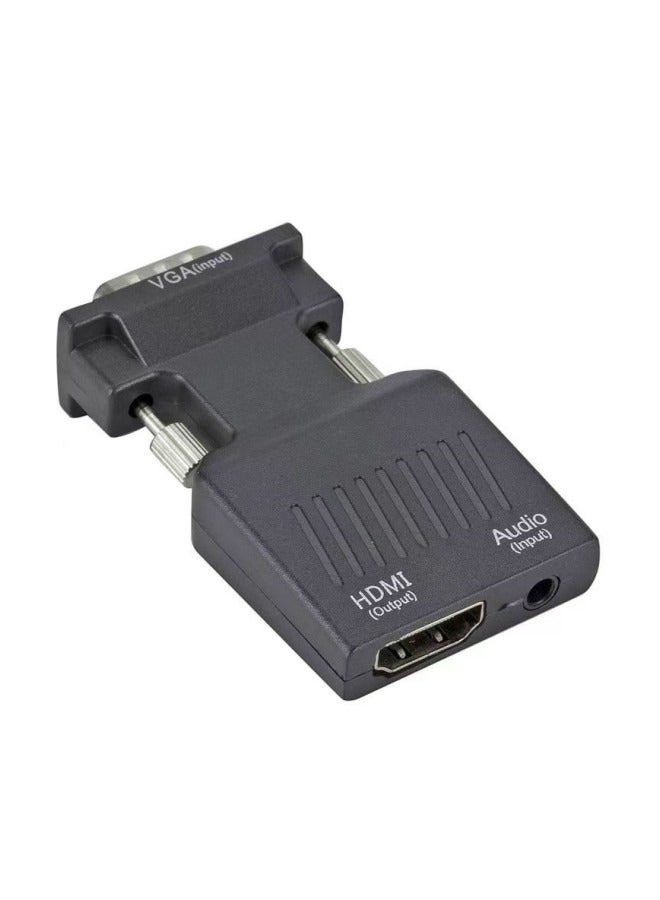 1080P Audio and Video Synchronization VGA Male To HDMI Female Video Adapter With Audio Cable Jack Black - Image 2