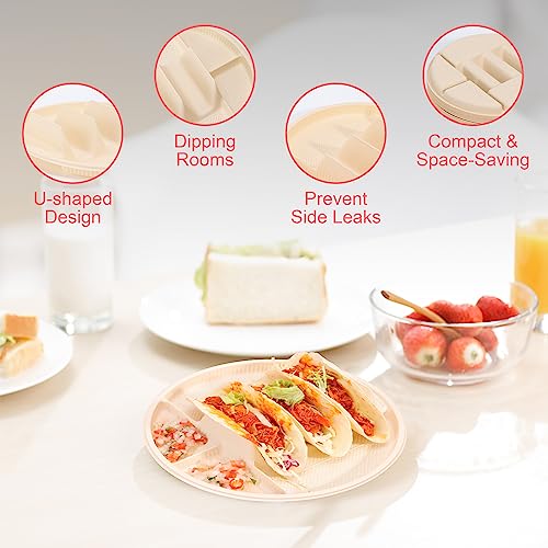 LUVCOSY Large Disposable Taco Plates with Room for Sides, Biodegradable Cornstarch, Fits 6-8 Inch Soft or Hard Tortillas, Perfect for Taco Tuesdays, Party, Night, Bar, and Fiesta, Microwave Safe – 40 Pack - Image 5