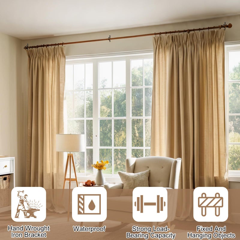 Yookeer 4 Pcs Curtain Rod Brackets Black Hand Forged Metal Curtain Rod Wall Holder Hanger Rustic Closet Support with Screws for 1.5in Diameter Rods Ceiling Wall Hook Drawer - Image 4