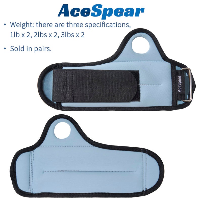 AceSpear Wrist Weights with Thumb Loops Lock for Men Women 1lb*2 2lbs*2 3lbs*2 Ankle Weights Weighted Gloves for Running Strength Training Walking Exercises (Ocean, 1 lb x 2) - Image 2