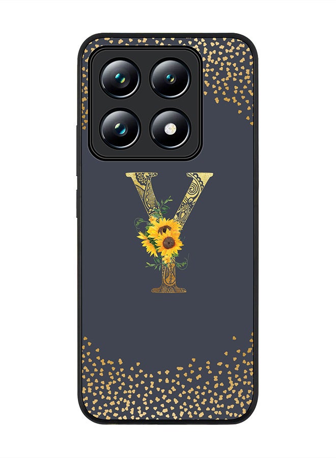 Stylizedd For Xiaomi 14T pro Case,Slim fit Camera Protection, Shockproof Thin Phone cover - Custom Floral Monogram - Y (Grey ) - Image 1