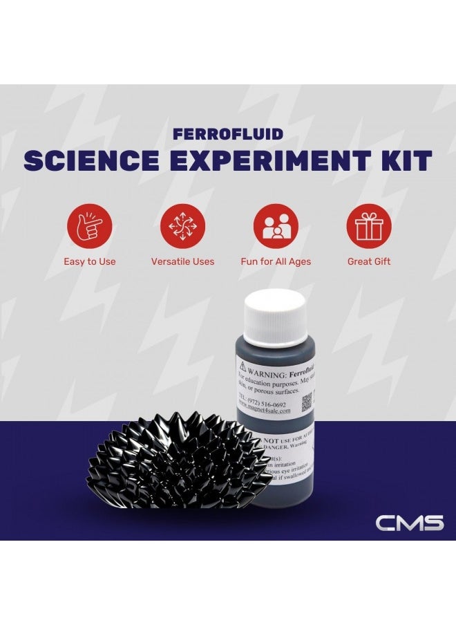 Cms Magnetics - (2Oz Kit) Ferrofluid Science Experiment Kit For Education In Magnetism - Includes: 2 Fluid Ounce (59Ml) Bottle Of Ferrofluid, Gloves, Pipette, Petri Dishes