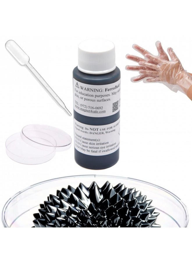 Cms Magnetics - (2Oz Kit) Ferrofluid Science Experiment Kit For Education In Magnetism - Includes: 2 Fluid Ounce (59Ml) Bottle Of Ferrofluid, Gloves, Pipette, Petri Dishes