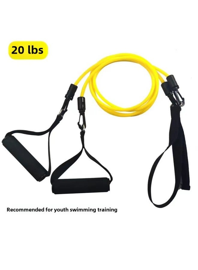 Generic Professional Swimming Trainer Resistance Rope Children's Adult Beach Arm Strengthener Hand Paddle Free Swimming Simulation Train-Color:Handle [yellow 20 Pounds] [ordinary 2.4 Meters]]  - Image 1