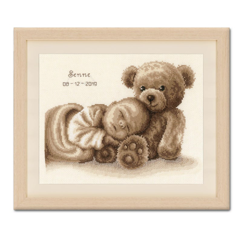 Vervaco Baby Counted Cross Stitch DIY Wall Art Cozy Dreams Embroidery Birth Announcement Home Decor Set Creative Activities for Adults 112 x 88 Personalized Gift for Baby