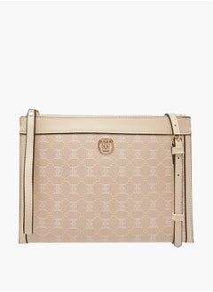 ELLE Women Monogram Textured Crossbody Bag with Adjustable Strap  - Image 1