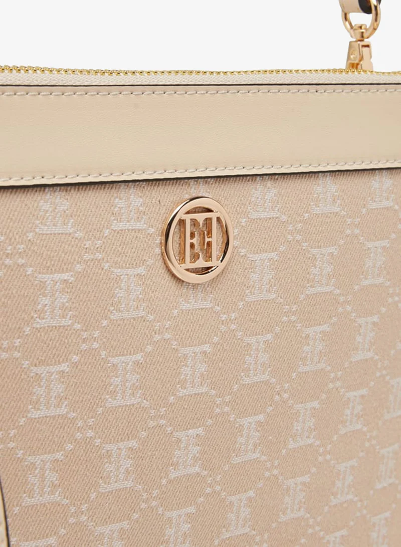 ELLE BEIGE Women Monogram Textured Crossbody Bag with Adjustable Strap for Women | Best Price UAE
