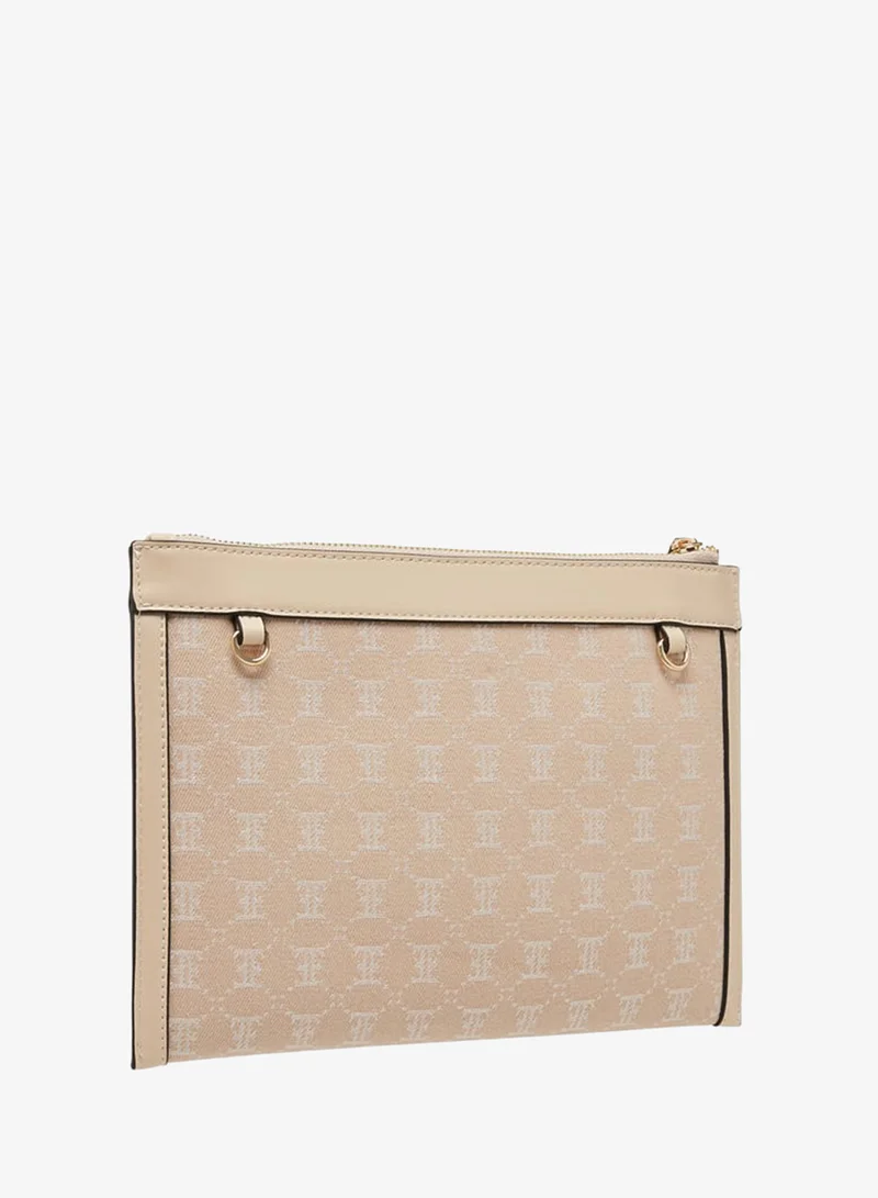 ELLE BEIGE Women Monogram Textured Crossbody Bag with Adjustable Strap for Women | Best Price UAE