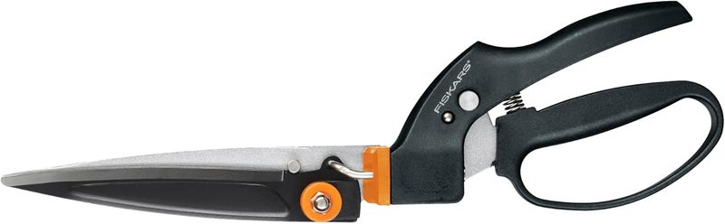 Fiskars Garden Swivel Grass Shears, Rotating Blades for Precise Lawn Edging, Spring-Action Handle, 5", Black/Orange - Image 1