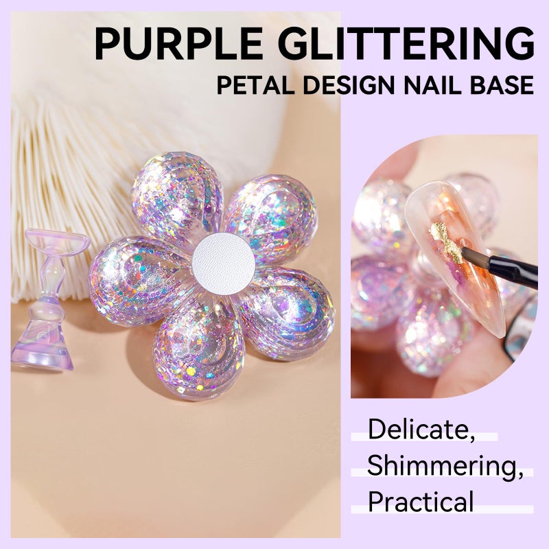 Makartt Holographic Nail Stand for Press-On Nails DIY, Magnetic Holder, 1 Flower & 2 Long Bases, Press-on Stand for Gel Curing, Beginners Practice Skills, Nail Tech & Content Creators Display Nails - Image 5