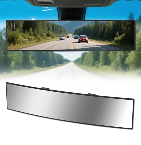 HmmtyRack Rear View Mirror Chrome Antiglare Panoramic Rear Mirrors Universal 16 Inch Convex Interior Clip on Extra Big Wide Angle Rearview Mirror Extender to Reduce Blind Spot for Pickup Truck Van - Image 1