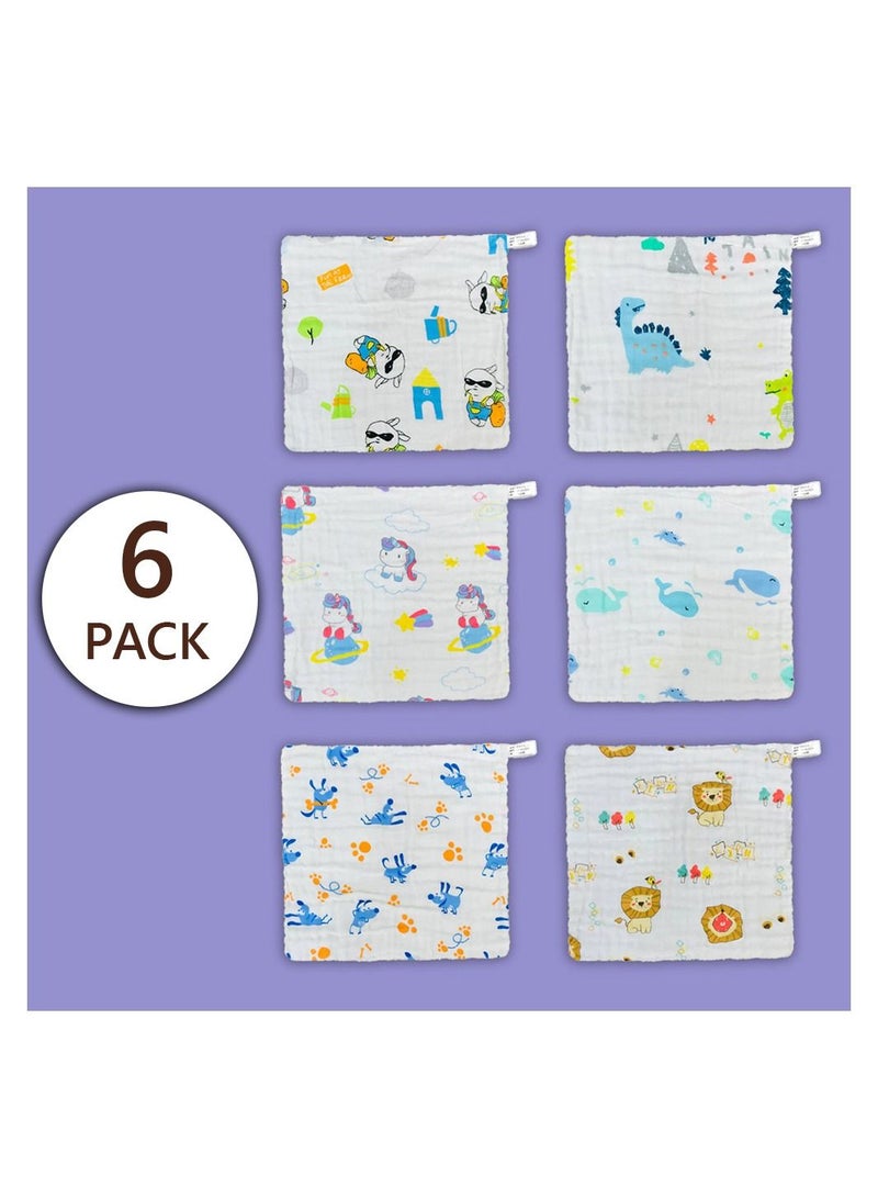MARGOUN MARGOUN Baby Muslin Washcloths Soft Face Cloths for Newborn 30 * 30 cm, Absorbent Bath Face Towels, Baby Wipes, Burp Cloths or Face Towels (6 Pack) - Image 2