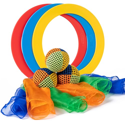 oazoxcx Juggling Starter Set of 3 Juggling Balls 3 Scarves 3 Rings Perfect for Developing Motor and Juggling Skills - Image 1