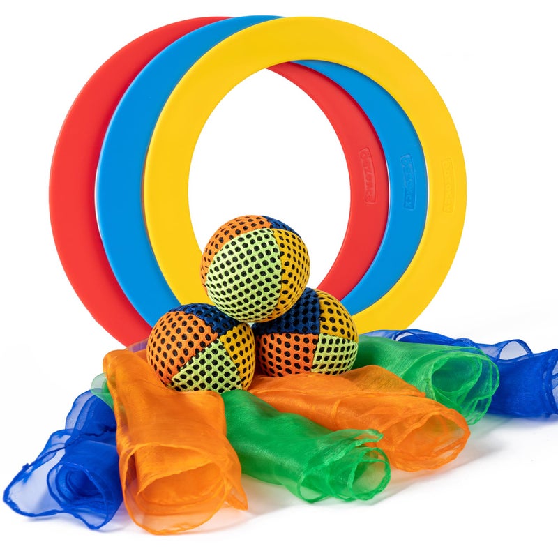 oazoxcx Juggling Starter Set of 3 Juggling Balls 3 Scarves 3 Rings Perfect for Developing Motor and Juggling Skills - Image 3