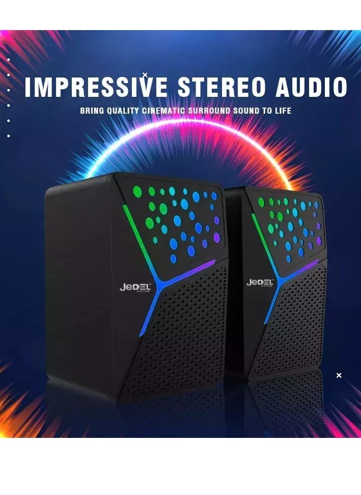 S-554 Rainbow Desktop Speakers 6W - 2.0 Channel Stereo - USB Powered + 3.5mm Cable - pzsku/Z53E01965766E63DC378AZ/45/_/1739275634/53a58f8a-044d-4033-b7cb-ad2f951c75e0