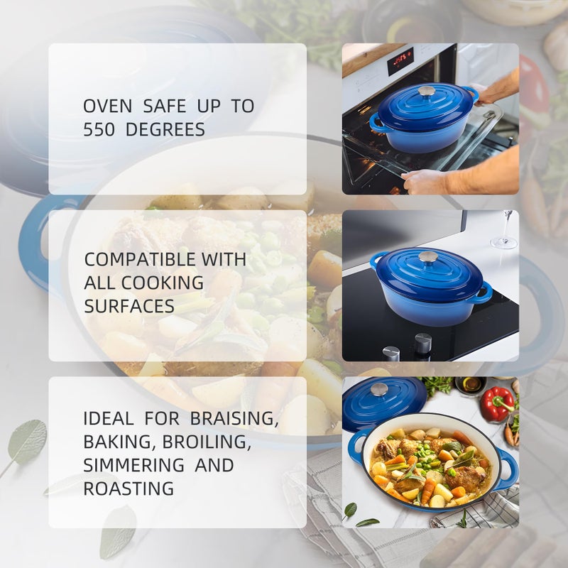 Alathote 5.5 Quart Oval Enameled Cast Iron Dutch Oven Pot With Lid  Oven Safe Up To 550 F & Dishwasher Safe  Sturdy Dutch Oven Cookware - Image 3