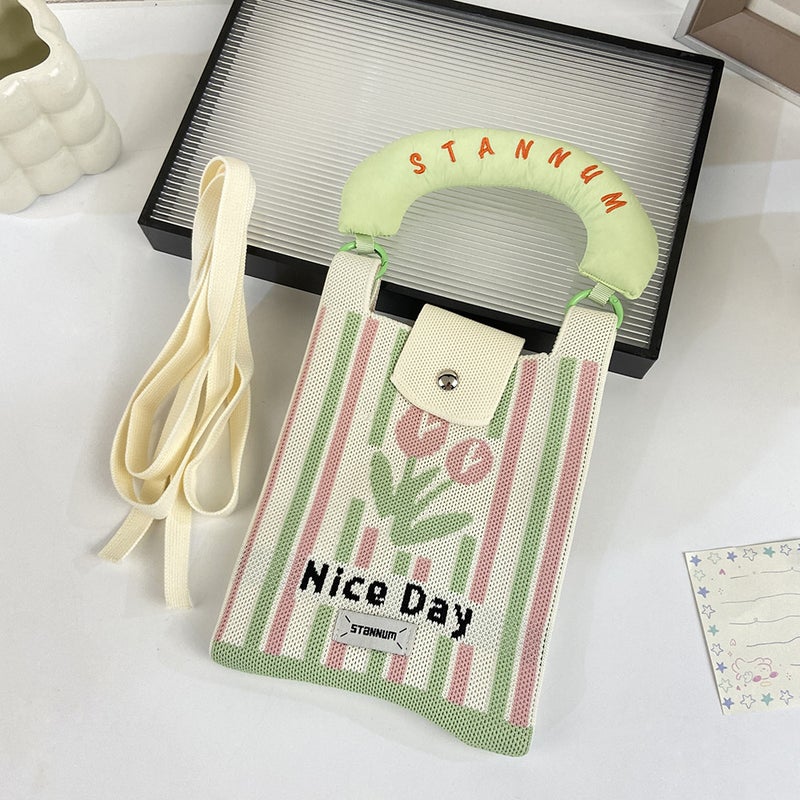 New Cartoon Puppy Knitted Mini Fashion Mobile Phone Bag Commuter Cute Small Portable Student Coin Purse - Image 1