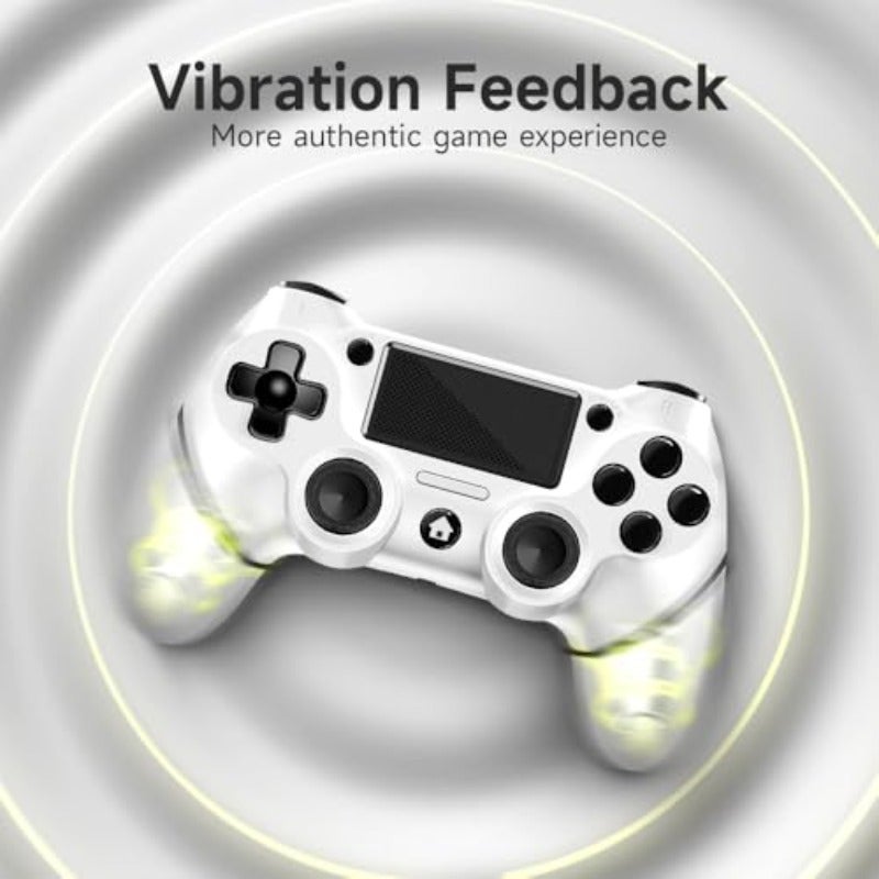 محول من سيرخ أيسجيمر لاسلكي عبوة من اثنين وحدة تحكم لجهاز PS4 مسلم وحدة تحكم PS4 برو سليم كمبيوتر بثعبان التحكم عن بُعد مع زر Turbo، اهتزاز مزدوج، جيروسكوب بستة محاور، لوحة لمس، أسود وأبيض - Image 5