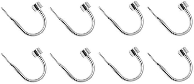 CURTAIN HOLDBACKS PAIR FOR DRAPERIES CURTAIN TIEBACK HOOKS OR DRAPERY HOLDBACKS OR DRAPERY HOLDER OR CURTAIN HOOKS FOR DRAPES OR DRAPE HOLDER OR METAL CURTAIN HOLDER SET OF 8 SILVER