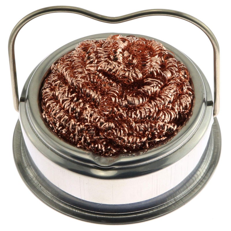 Ruiling 1pc Solder Iron Tip Clean Ball Holder Brass Wire Cleaner Sponge Ball Heat with Resistant Stainless Steel Case Need No Water