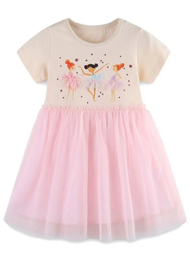 YUNIQEE White Fit & Flare Crew Neck Printed Dress
