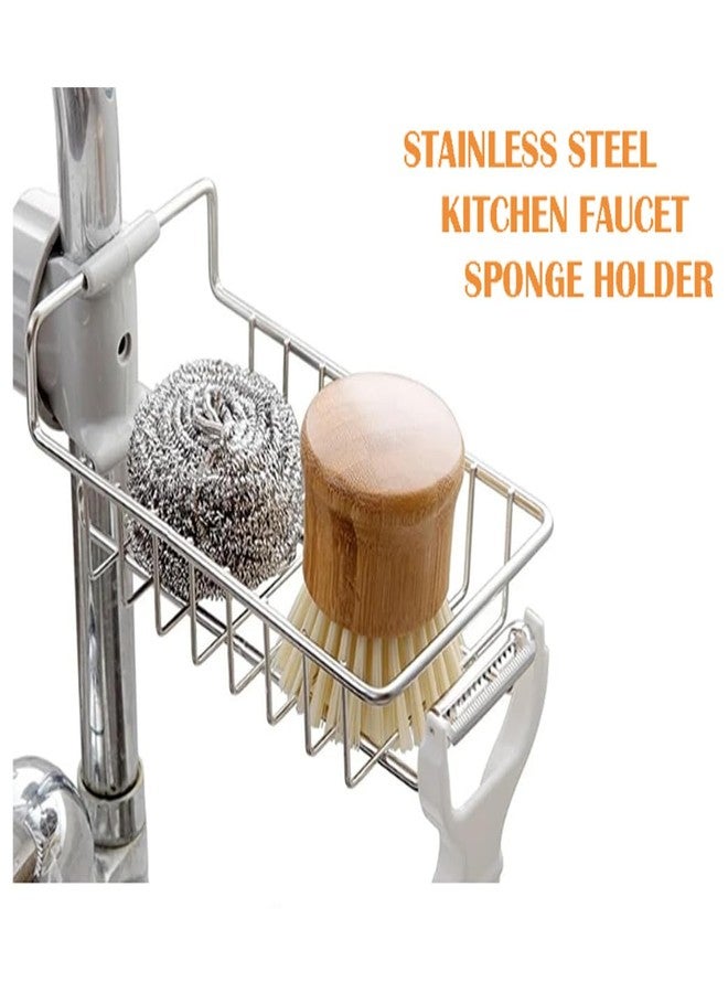 Styxon Stainless Steel Adjusting Multifunctional Over Kitchen Sink Caddy Clamp Faucet Sponge Scrubber Holder Storage Hanging Shelf Draining Bathroom Tap Shampoo Soap Organizer Rack (Pack of 2) - Image 2