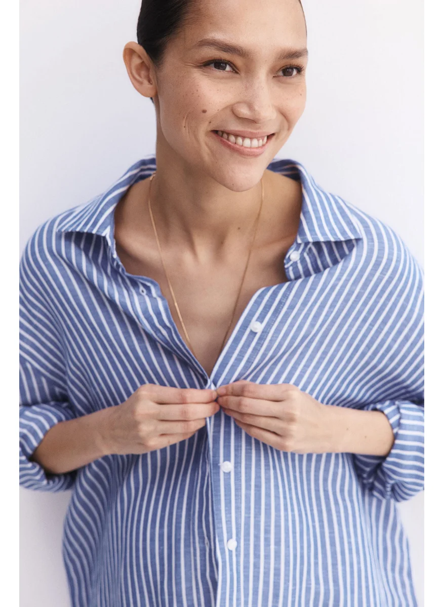 اتش اند ام Mama Before & After Linen-Blend Shirt