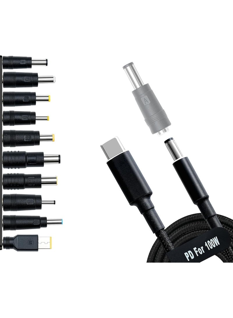 GNAFOTU USB C to DC Adapters 10PCS Power Plug Kit, 100W PD Power Cable & 5.5x2.1mm Round Barrel Jack for Laptop Charging, Compatible with Sony, Toshiba, Samsung, Acer, Asus, Lenovo, Dell, HP - Image 1