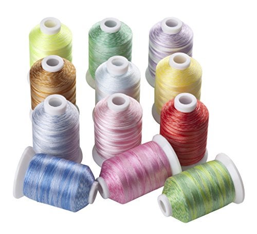 Simthreads 12 Variegated Colors Polyester Embroidery Machine Thread for Most Home Sewing Embroidery Machines 1100 Yards Each - Image 1