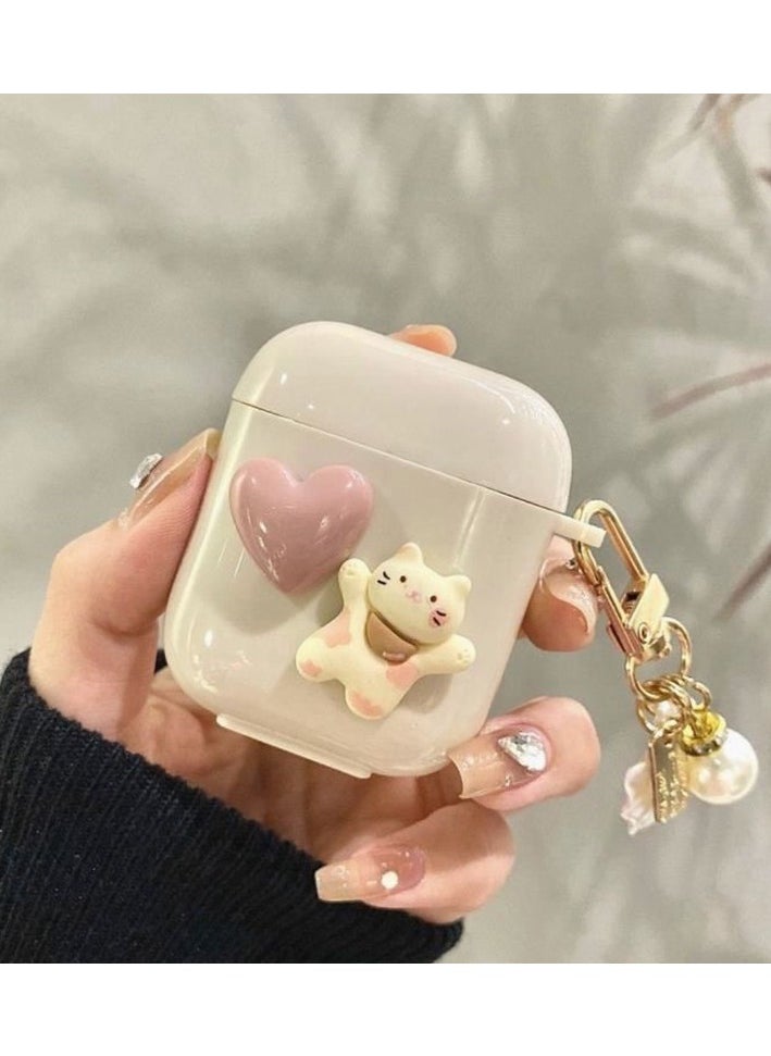 EBMINI - Sugar Colored 3D Teddy Bear With Chain Suitable For Apple Bluetooth Earphone Protective Case - Image 1