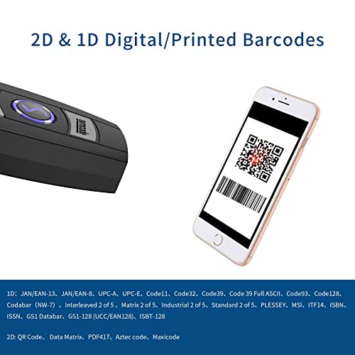 symcode Mini 2D Portable Handheld Bluetooth Barcode Scanner Wireless 2.4G & USB Wired 3-in-1 Bar Code Scanner Portable USB QR Code Scanner for Windows.Android.iOS.MAC - Image 2