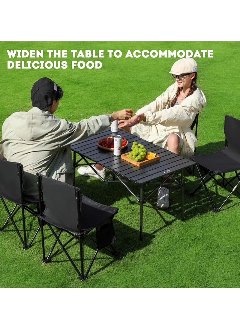 XiuWoo Outdoor Folding Portable Picnic Camping Table, 4pcs Foldable Camping Table and Chair Set, for Indoor,Outdoor,Camping, Beach,Backyard, BBQ, Party, Patio, Picnic  - Image 2