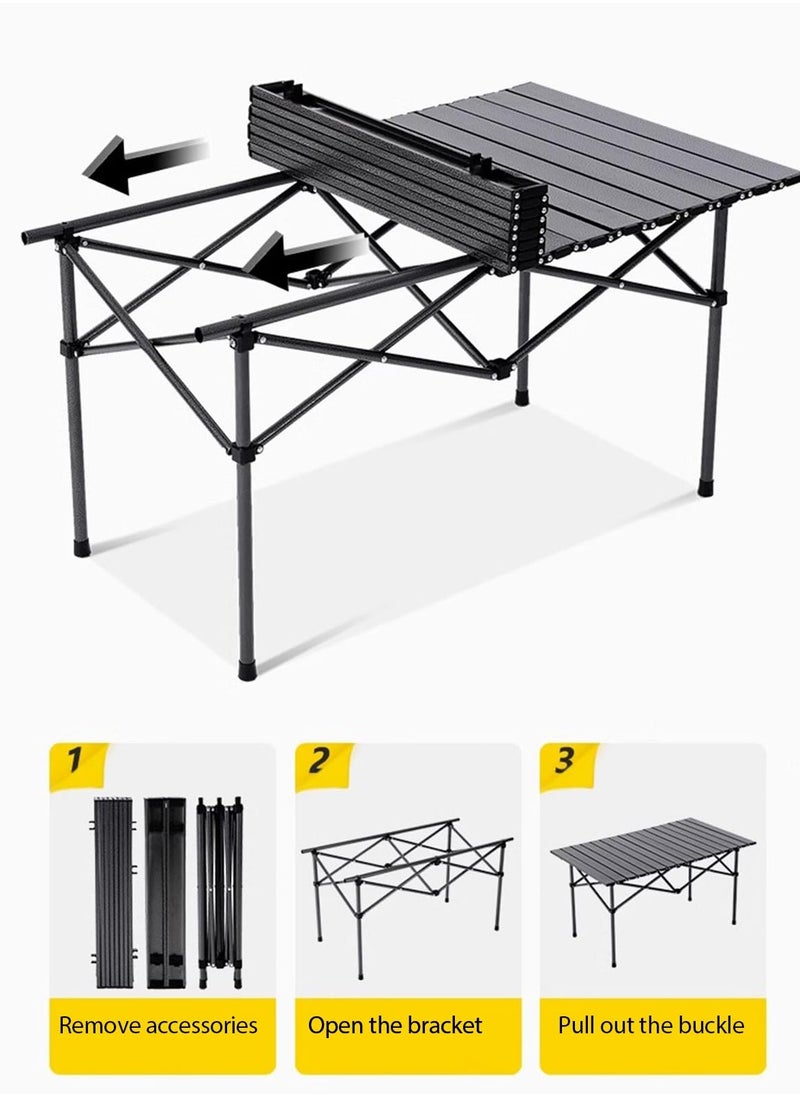 XiuWoo Outdoor Folding Portable Picnic Camping Table, 4pcs Foldable Camping Table and Chair Set, for Indoor,Outdoor,Camping, Beach,Backyard, BBQ, Party, Patio, Picnic  - Image 3