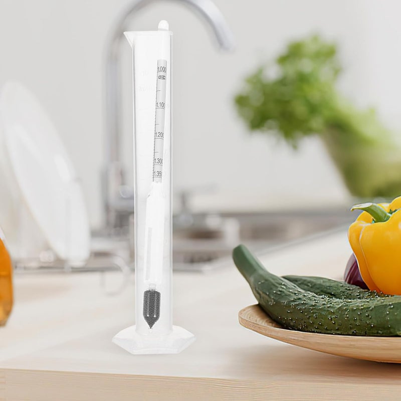 Hydrometer for Dough Concentration Measurement with 0-35 Scale, Plastic Graduated Cylinder Set for Kitchen and Wine Making, Specific Gravity Tester for Rice Paste and Batter - Image 3